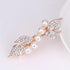 Vintage Rhinestone Ladies Leaf Shape Hair Barrettes Charming Hair Clips For Women Fancy Hair Clips - White