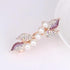 Vintage Rhinestone Ladies Leaf Shape Hair Barrettes Charming Hair Clips For Women Fancy Hair Clips - Purple