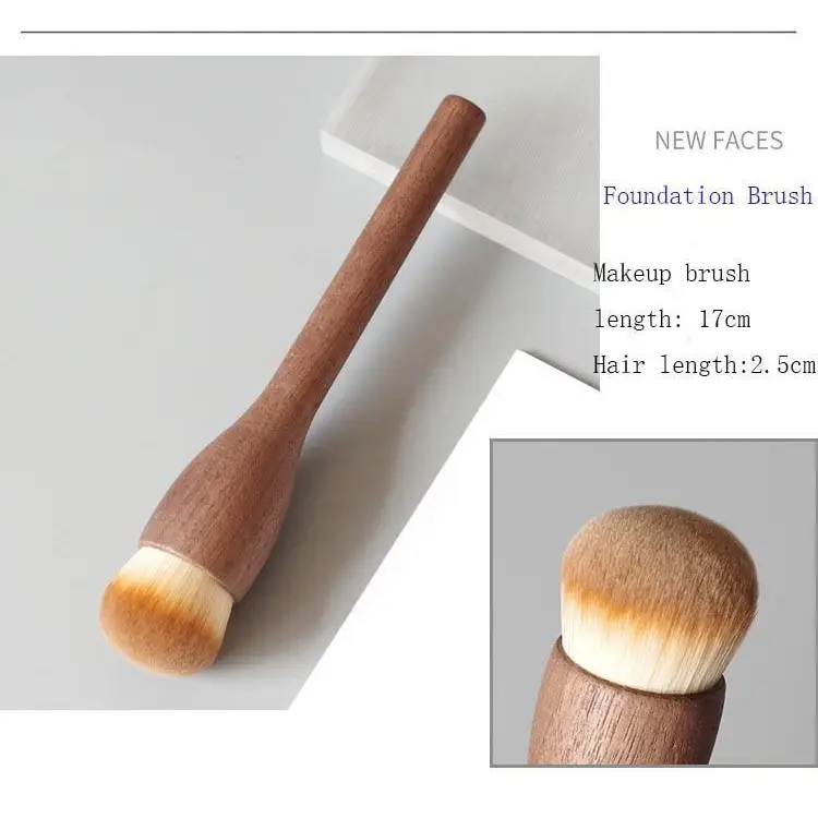 Vintage Style 1Pcs European Wood Handle Makeup Brush High Quality Loose Powder Brush Foundation Brush Super Soft