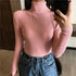 Vintage Style Autumn Winter Thick Sweater For Women Knitted Ribbed Pullover Sweater Long Sleeve Turtleneck Slim Jumper