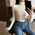 Vintage Style Autumn Winter Thick Sweater For Women Knitted Ribbed Pullover Sweater Long Sleeve Turtleneck Slim Jumper