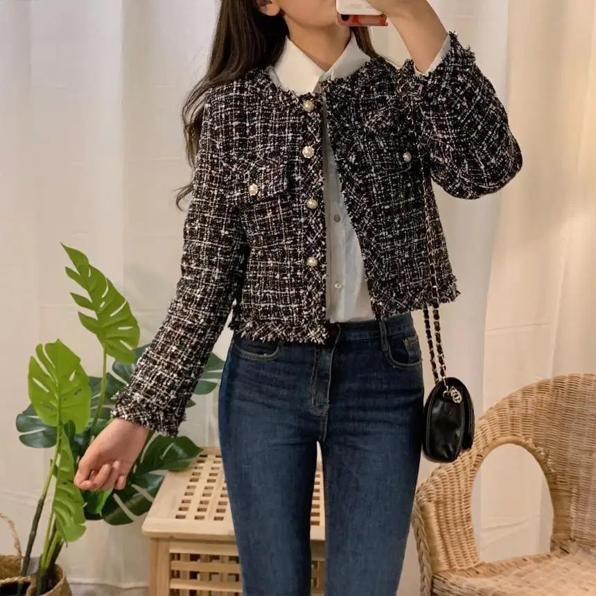 Vintage Style Autumn Winter Tweed Jackets For Women O-Neck Long Sleeve Loose Wool Coat Single Breasted Outwear For Girls - ALLURELATION - 574, Best Selling jecket, Casual Jacket, comfortable jacket, Durable Jacket, elegance jacket for women, gift for girls, gift jacket, Hot Sale Jacket, Long Sleeve jacket, Loose Wool Coat for girls, Luxury Jacket, O-Neck jacket, Single Breasted Outwear, Soft Jacket, unique design jacket, Winter Tweed Jackets, women jacket - Stevvex.com