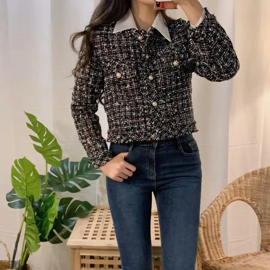 Vintage Style Autumn Winter Tweed Jackets For Women O-Neck Long Sleeve Loose Wool Coat Single Breasted Outwear For Girls - ALLURELATION - 574, Best Selling jecket, Casual Jacket, comfortable jacket, Durable Jacket, elegance jacket for women, gift for girls, gift jacket, Hot Sale Jacket, Long Sleeve jacket, Loose Wool Coat for girls, Luxury Jacket, O-Neck jacket, Single Breasted Outwear, Soft Jacket, unique design jacket, Winter Tweed Jackets, women jacket - Stevvex.com