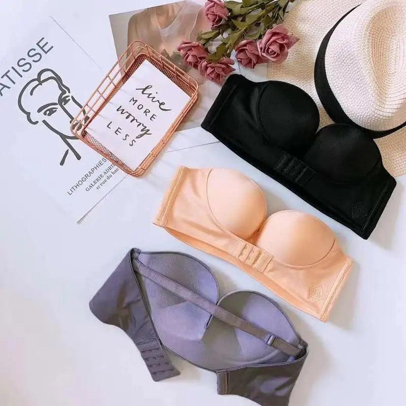 Vintage Style Front Closure Sexy Push Up Bra Women Invisible Bras Underwear Lingerie for Female Brassiere Strapless