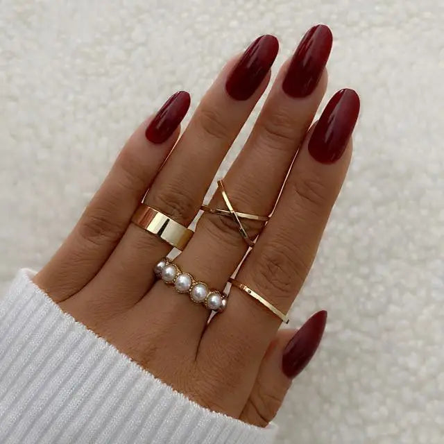 Vintage Style Gold Round Twist Rings Set For Women And Girls Ring Trendy Metal Knuckle Finger Rings Jewelry - 4