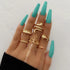 Vintage Style Gold Round Twist Rings Set For Women And Girls Ring Trendy Metal Knuckle Finger Rings Jewelry