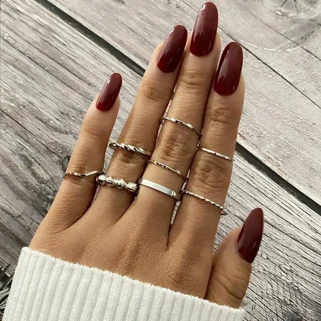 Vintage Style Gold Round Twist Rings Set For Women And Girls Ring Trendy Metal Knuckle Finger Rings Jewelry