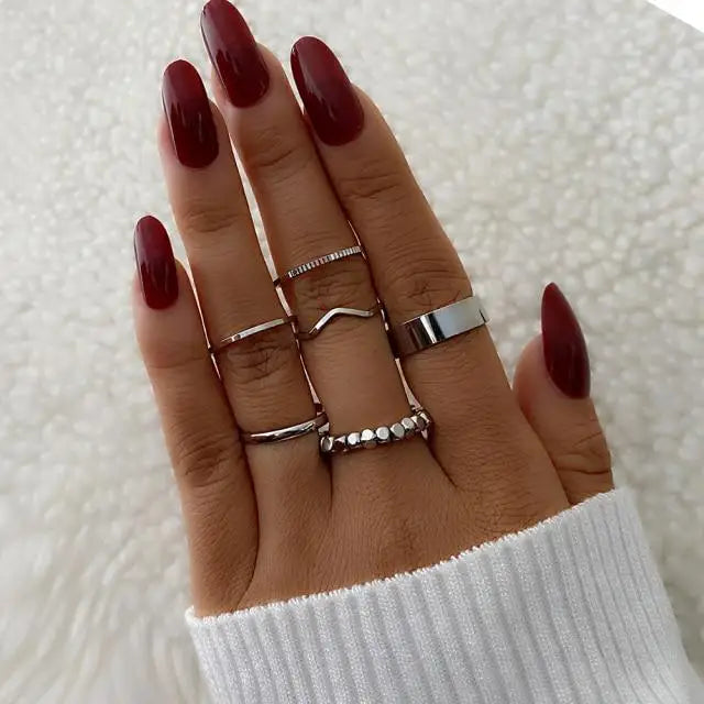 Vintage Style Gold Round Twist Rings Set For Women And Girls Ring Trendy Metal Knuckle Finger Rings Jewelry