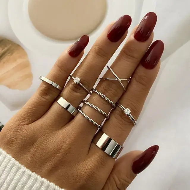 Vintage Style Gold Round Twist Rings Set For Women And Girls Ring Trendy Metal Knuckle Finger Rings Jewelry