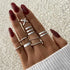 Vintage Style Gold Round Twist Rings Set For Women And Girls Ring Trendy Metal Knuckle Finger Rings Jewelry