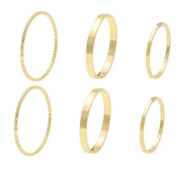 Vintage Style Gold Round Twist Rings Set For Women And Girls Ring Trendy Metal Knuckle Finger Rings Jewelry