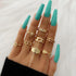 Vintage Style Gold Round Twist Rings Set For Women And Girls Ring Trendy Metal Knuckle Finger Rings Jewelry - 6