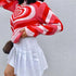 Vintage Style Knitted Sweater Aesthetics Heart Striped Pullovers Sweater For Girls Sweet Long Sleeve Turtleneck Jumper