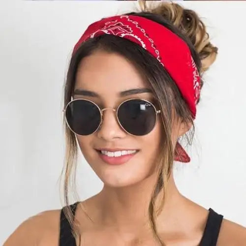 Vintage Style Print Bandana Hair Bands for Girls Women Headband Square Scarf Face Mask Cross Turban Bandanas Headwear