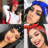 Vintage Style Print Bandana Hair Bands for Girls Women Headband Square Scarf Face Mask Cross Turban Bandanas Headwear