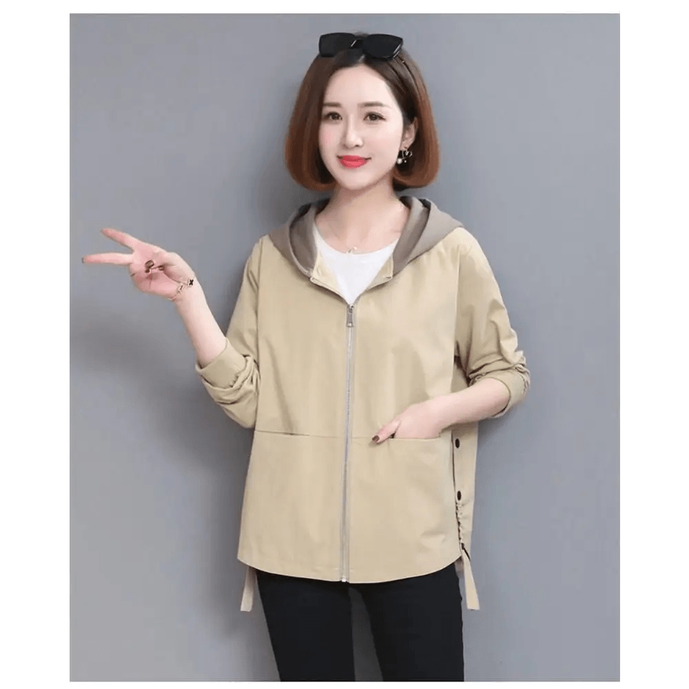 Vintage Style Women’s Coat Hooded Jacket Long Sleeve Zipper Pockets Casual Windbreaker Basic Jackets Outerwear Plus