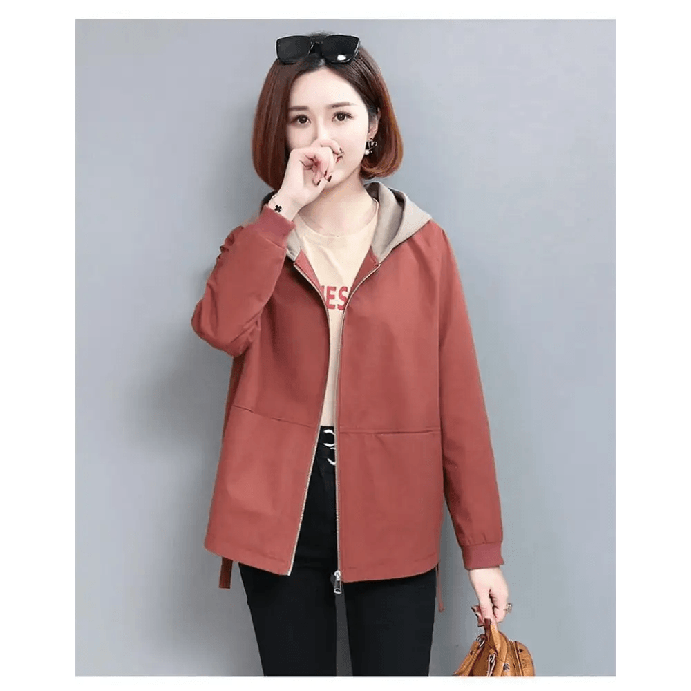 Vintage Style Women’s Coat Hooded Jacket Long Sleeve Zipper Pockets Casual Windbreaker Basic Jackets Outerwear Plus