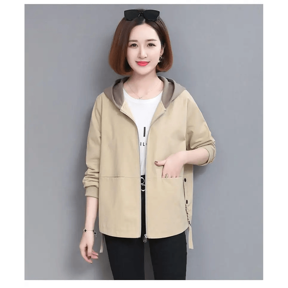 Vintage Style Women’s Coat Hooded Jacket Long Sleeve Zipper Pockets Casual Windbreaker Basic Jackets Outerwear Plus