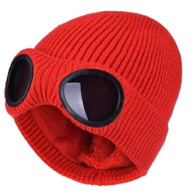 Warm Classic Unisex Wool Knitted Goggles Beanie Comfortable Winter Stylish Hat Outdoor Sports Cap For Men Women New