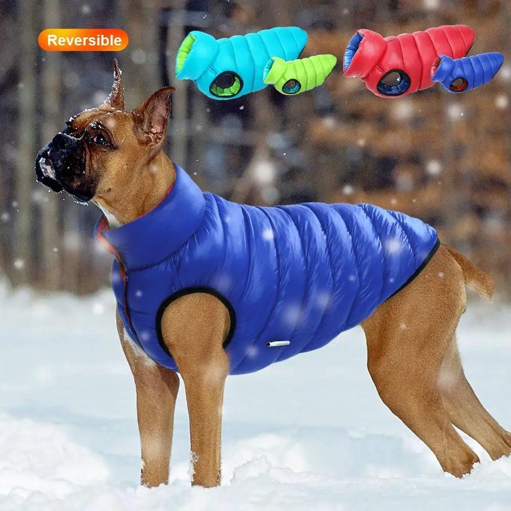 Warm Winter Dog Clothes Vest Reversible Dogs Jacket Coat 3 Layer Thick Pet Clothing Waterproof Outfit for Small Large Dogs - ALLURELATION - 574, 581, comfortable dog clothes, dog clothes, dog coats, dogs snowsuit, pet dogs clothing, reversible dog jackets, splash free jacket for dogs, thick layer dog coat, Warm jacket for dogs, waterproof jackets for dogs, windproof jacket for dogs, winter outfit for dogs - Stevvex.com