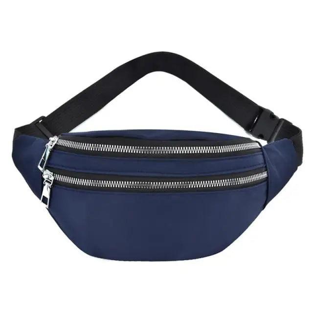 Waterproof Travel Unisex Fanny Pack Simple Design Waist Bags Fashion Bum Bag Trendy Cross Body Chest Bags - Blue