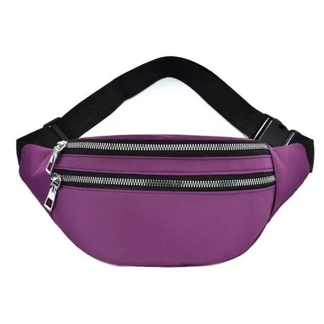 Waterproof Travel Unisex Fanny Pack Simple Design Waist Bags Fashion Bum Bag Trendy Cross Body Chest Bags - Purple