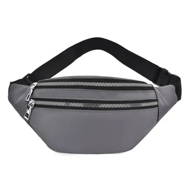 Waterproof Travel Unisex Fanny Pack Simple Design Waist Bags Fashion Bum Bag Trendy Cross Body Chest Bags - Gray