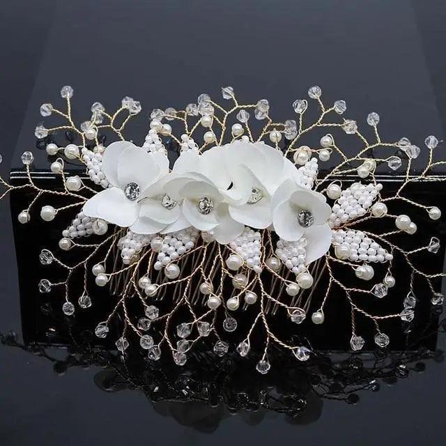 Wedding Crystal Peals Hair Combs Bridal Hair Clips Hair Accessories Handmade Jewelry Headpieces For Bride - 6