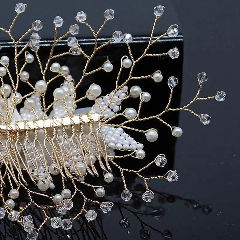 Wedding Crystal Peals Hair Combs Bridal Hair Clips Hair Accessories Handmade Jewelry Headpieces For Bride