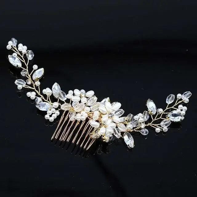 Wedding Crystal Peals Hair Combs Bridal Hair Clips Hair Accessories Handmade Jewelry Headpieces For Bride - 14