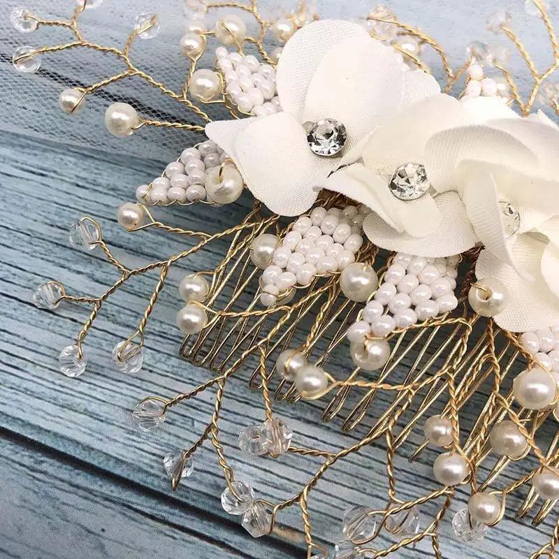 Wedding Crystal Peals Hair Combs Bridal Hair Clips Hair Accessories Handmade Jewelry Headpieces For Bride