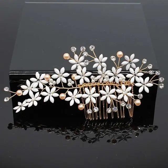 Wedding Crystal Peals Hair Combs Bridal Hair Clips Hair Accessories Handmade Jewelry Headpieces For Bride - 4