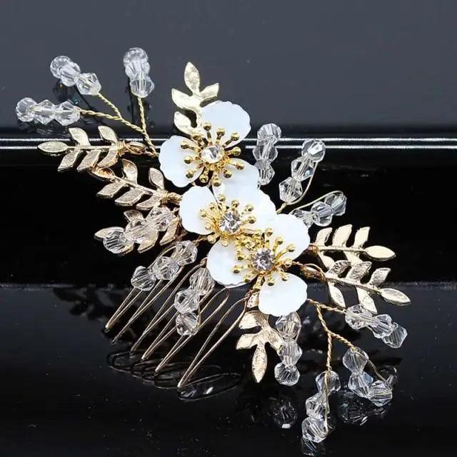 Wedding Crystal Peals Hair Combs Bridal Hair Clips Hair Accessories Handmade Jewelry Headpieces For Bride - 12