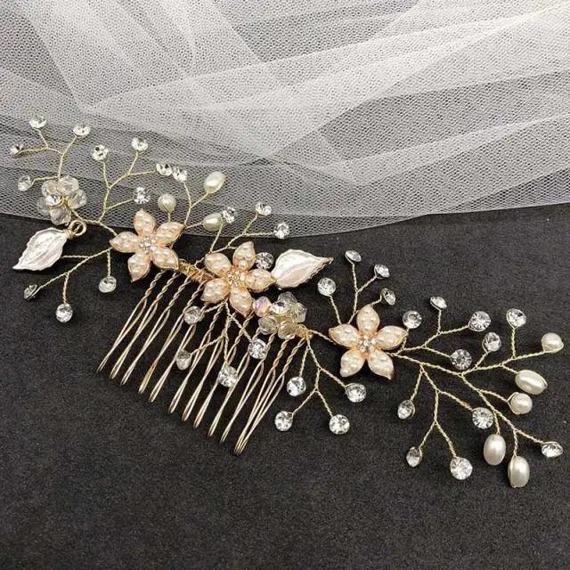 Wedding Crystal Peals Hair Combs Bridal Hair Clips Hair Accessories Handmade Jewelry Headpieces For Bride - 11