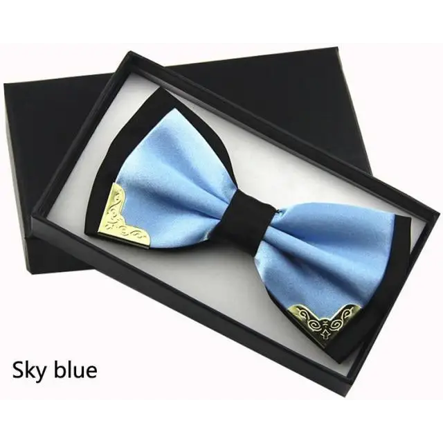 White Men Elegant Polyester Butterfly Bowtie Metal Corners Wedding Bowtie Party Bow Ties - STEVVEX Fashion - 712, bowtie, bowtie for men, bowties, boys bowtie, butterfly bowtie, casual bowtie, classic bowtie, double layer bowtie, elegant bowtie, fashion bowtie, fashionable bowtie, mens bowtie, metal corner bowtie, metal edges bowtie, modern bowtie, new design bowtie, party bowtie, printed bowtie, retro bowtie, stylish bowtie, trendy bowtie, unique bowtie, vintage bowtie, wedding bowtie - Stevvex.com