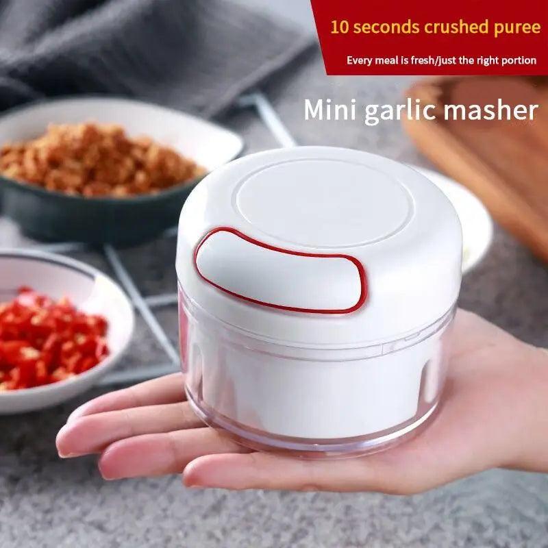 White Mini Multifunctional Kitchen Accessories Vegetable Press Manual Puller Cutting And Stirring Kitchen Gadgets Masher - STEVVEX Kitchen - 740, chopper, Kitchen, Kitchen Accessories, Kitchen Gadget, Kitchen Gadgets, Kitchen Tools, Manual Vegetables Cutting, Multifunctional Kitchen Accessories, portable chopper, Stainless Steel Cutter, Vegetable Cutter, Vegetable Press, Vegetable Tools - Stevvex.com