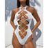 White One Piece Women Fashion Lace-up Plunge Swimsuit Sleeveless Solid Swimwear For Girls - STEVVEX Fashion - 711, beach swimsuit, black swimsuit, elegant swimsuit, luxury swimsuit, one piece swimsuit, one piece swimwear, red swimsuit, swimsuit, white swimsuit, woman, woman swimsuit, Woman swimwear, women swimwear - Stevvex.com