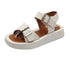 White Womans Sandals Flat Round Sandals Elegant Modern Buckle Strap Comfort Design - ALLURELATION - 502, Beach Sandals, Buckle Strap, Buckle Strap Sandals, Casual Womens Shoes, Classic Women's Sandals, Comfort Sandals, Elegant Sandals, Leather Strap Sandals, Round Sandals, Sandals, Shoes, Short Heels Sandals, Summer Sandals, White Sandals, Women Sandals, Women Shoes, Womens Sandals, Womens Shoes - Stevvex.com