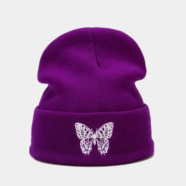 Winter Comfortable Butterfly Warm Caps Soft Elastic Outdoor Elegant Cap For Women And Men Stretchy Cold Weather Caps - STEVVEX Fashion - 706, adjustable caps, autumn beanies, autumn caps, autumn hats, beanie, beanies, beanies for autumn, butterfly beanies, butterfly caps, caps, caps for autumn, comfortable beanies, comfortable caps, comfortable hats, hats, soft caps, soft hats, warm beanie, warm caps, warm hats, winter beanie, winter caps, winter hats - Stevvex.com