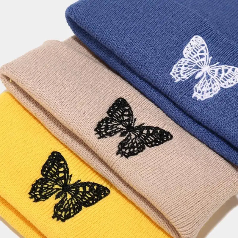 Winter Comfortable Butterfly Warm Caps Soft Elastic Outdoor Elegant Cap For Women And Men Stretchy Cold Weather Caps - STEVVEX Fashion - 706, adjustable caps, autumn beanies, autumn caps, autumn hats, beanie, beanies, beanies for autumn, butterfly beanies, butterfly caps, caps, caps for autumn, comfortable beanies, comfortable caps, comfortable hats, hats, soft caps, soft hats, warm beanie, warm caps, warm hats, winter beanie, winter caps, winter hats - Stevvex.com