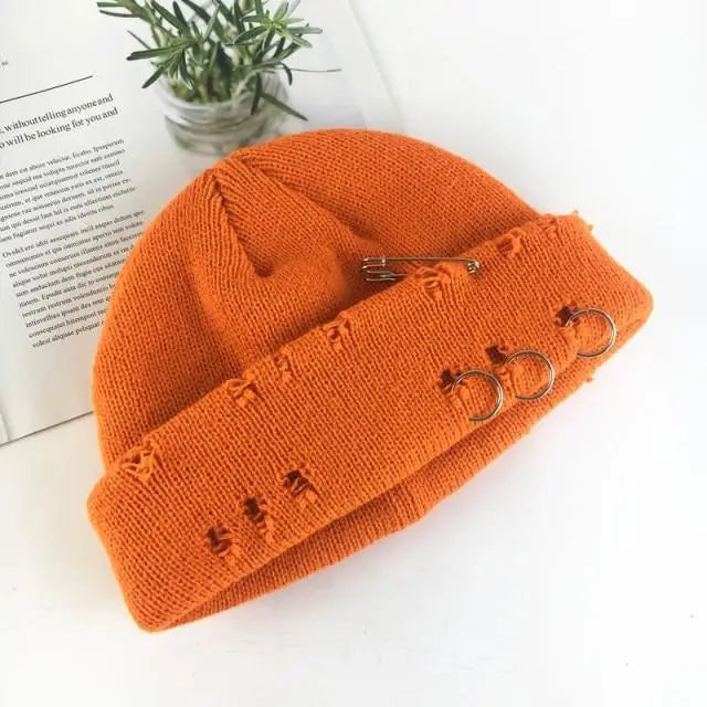 Winter Hat Women Knitted Fashion Warm Thick Hat Autumn Hip Hop Hole Beanies Unisex Basic Cap For Both Men Women Knitted