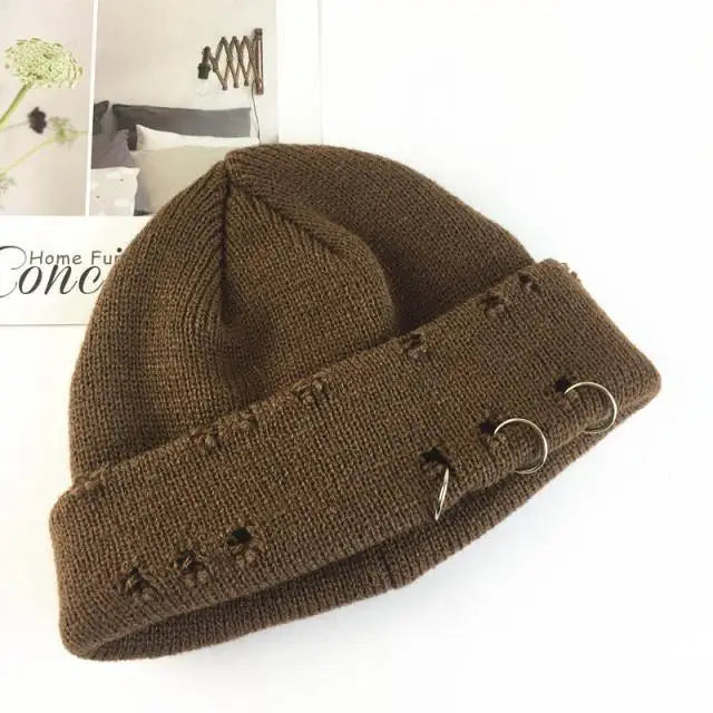 Winter Hat Women Knitted Fashion Warm Thick Hat Autumn Hip Hop Hole Beanies Unisex Basic Cap For Both Men Women Knitted