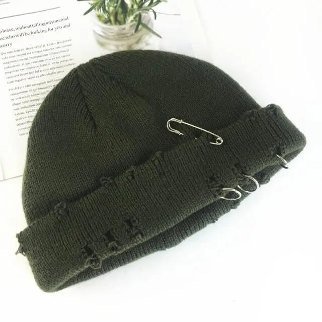 Winter Hat Women Knitted Fashion Warm Thick Hat Autumn Hip Hop Hole Beanies Unisex Basic Cap For Both Men Women Knitted