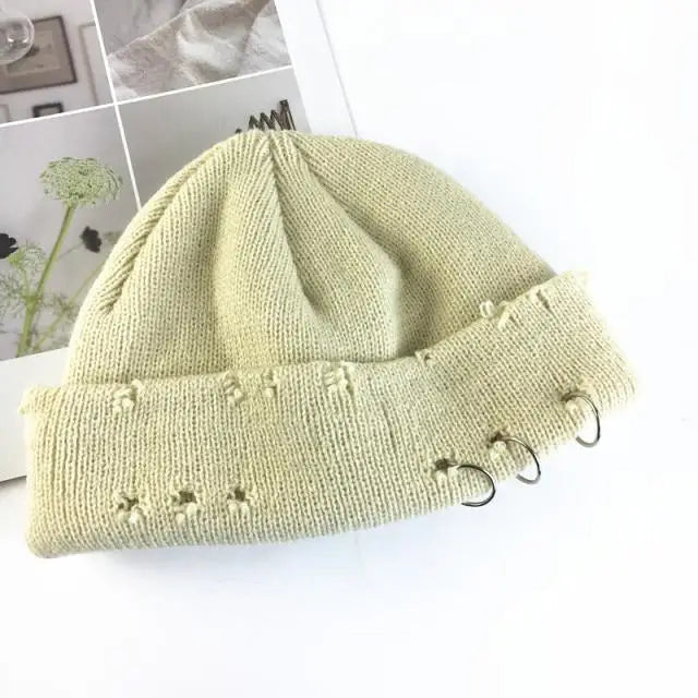 Winter Hat Women Knitted Fashion Warm Thick Hat Autumn Hip Hop Hole Beanies Unisex Basic Cap For Both Men Women Knitted