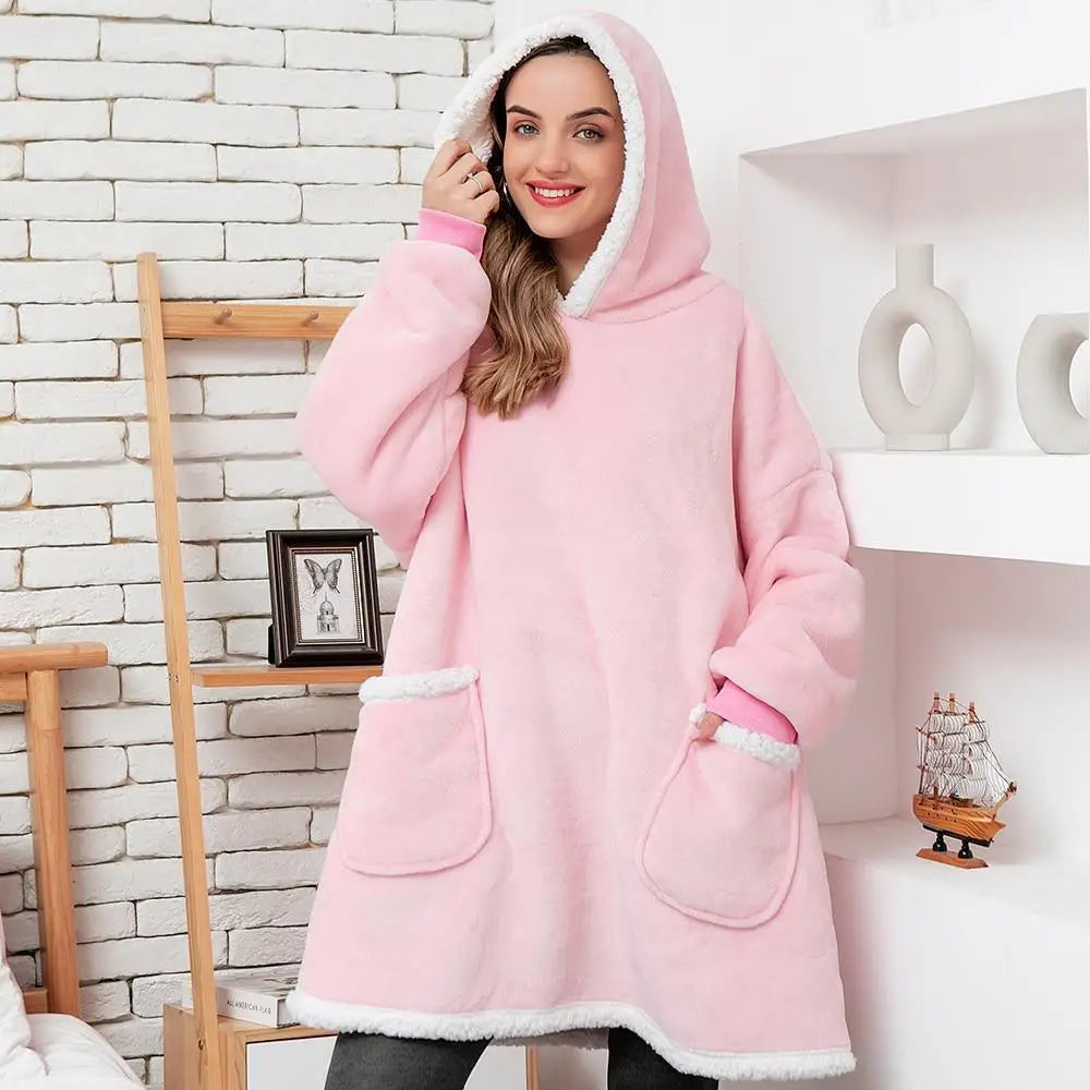 Winter Oversized Wearable Blanket Women Hoodies Sweatshirt TV Blanket With Sleeves Pullover Warm Soft Unisex Hoody Comfortable Sweatshirts For Autumn - STEVVEX Fashion - 722, Blanket With Sleeves Pullover, Clothes, comfortable hoodie, Giant Wearable Blanket, Hoodie, Oversized Blanket, Oversized Hoody, Oversized Wearable Blanket, soft hoodie, TV Blanket, TV Blanket With Sleeves, Warm Hoodie, Wearable Blanket, Winter Warm Hoodies, Women Hoodies, Women Sweatshirt - Stevvex.com