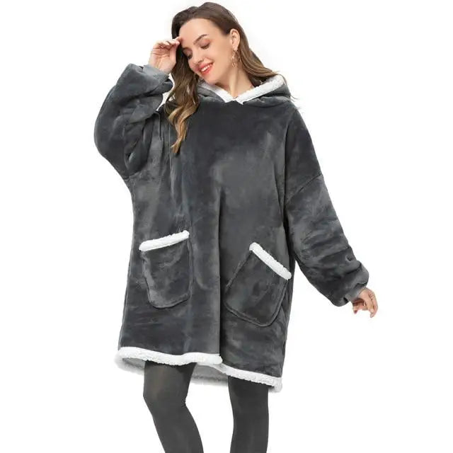 Winter Oversized Wearable Blanket Women Hoodies Sweatshirt TV Blanket With Sleeves Pullover Warm Soft Unisex Hoody Comfortable Sweatshirts For Autumn - STEVVEX Fashion - 722, Blanket With Sleeves Pullover, Clothes, comfortable hoodie, Giant Wearable Blanket, Hoodie, Oversized Blanket, Oversized Hoody, Oversized Wearable Blanket, soft hoodie, TV Blanket, TV Blanket With Sleeves, Warm Hoodie, Wearable Blanket, Winter Warm Hoodies, Women Hoodies, Women Sweatshirt - Stevvex.com