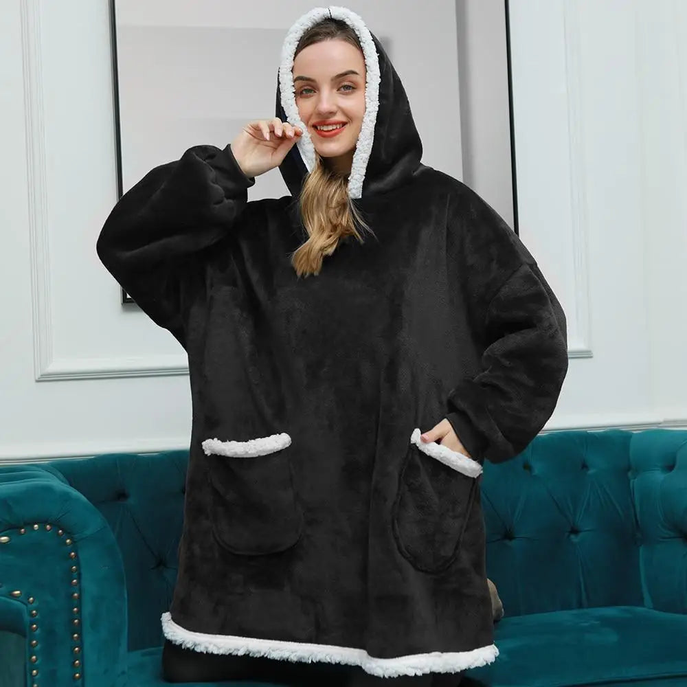 Winter Oversized Wearable Blanket Women Hoodies Sweatshirt TV Blanket With Sleeves Pullover Warm Soft Unisex Hoody Comfortable Sweatshirts For Autumn - STEVVEX Fashion - 722, Blanket With Sleeves Pullover, Clothes, comfortable hoodie, Giant Wearable Blanket, Hoodie, Oversized Blanket, Oversized Hoody, Oversized Wearable Blanket, soft hoodie, TV Blanket, TV Blanket With Sleeves, Warm Hoodie, Wearable Blanket, Winter Warm Hoodies, Women Hoodies, Women Sweatshirt - Stevvex.com