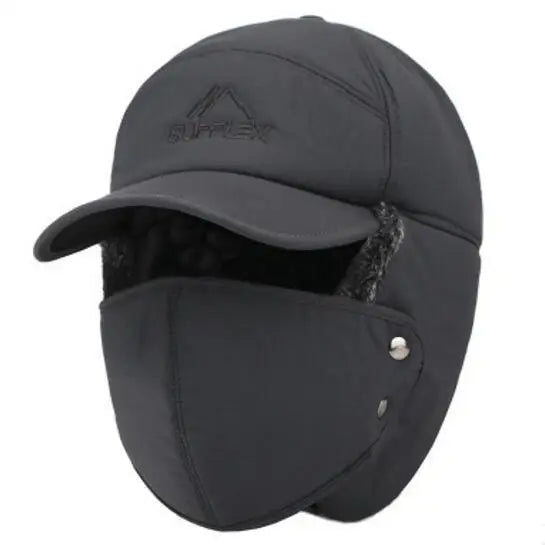 Winter Thermal Black Hat Fashion Ear Protection Face Windproof Adjustable Ski Cap Thicken Outdoor Hat - STEVVEX Fashion - 706, autumn hat, cap, caps, comfortable hat, fashion winter cap, full face protection hat, ski cap, ski hat, soft hat, warm hat, windproof ski cap, winter cap, winter ear protection, winter hats - Stevvex.com