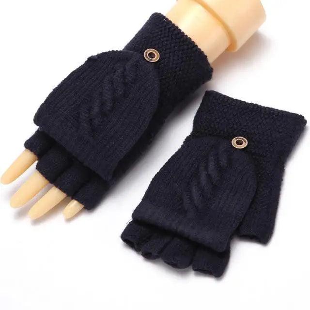 Winter Warm Thickening Wool Gloves Knitted Flip Fingerless Exposed Finger Thick Gloves Mittens Soft Cold Weather Women Gloves - STEVVEX Fashion - 717, autumn, autumn gloves, blue gloves, cute gloves, female gloves, Fingerless Gloves, glove, gloves, gloves for winter, modern gloves, Soft Gloves, stylish gloves, thick gloves, warm gloves, winter gloves - Stevvex.com