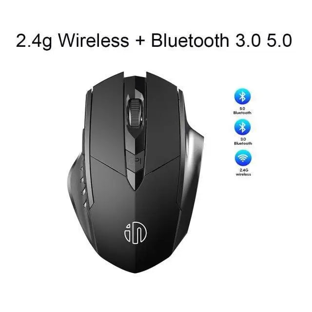 Wireless Design 2.4 GHz Ergonomic Mouse 1600 DPI USB Optical Bluetooth - Compatible Mouse Computer Gaming Mouse - Black